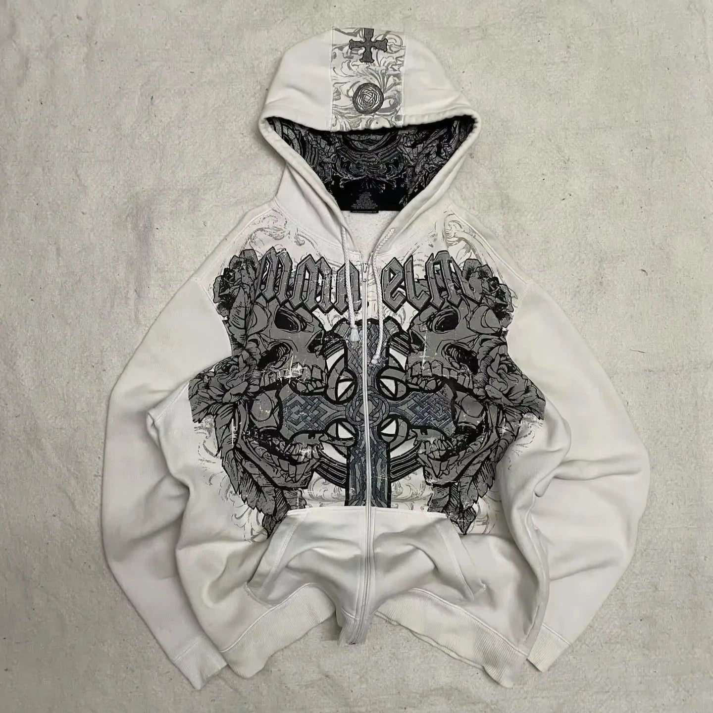 Y2K Zip Up Hoodie Sweatshirt With Fleece Lining