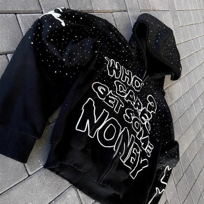 Men’s Y2K Letter Graphic Zip Hoodie Jacket