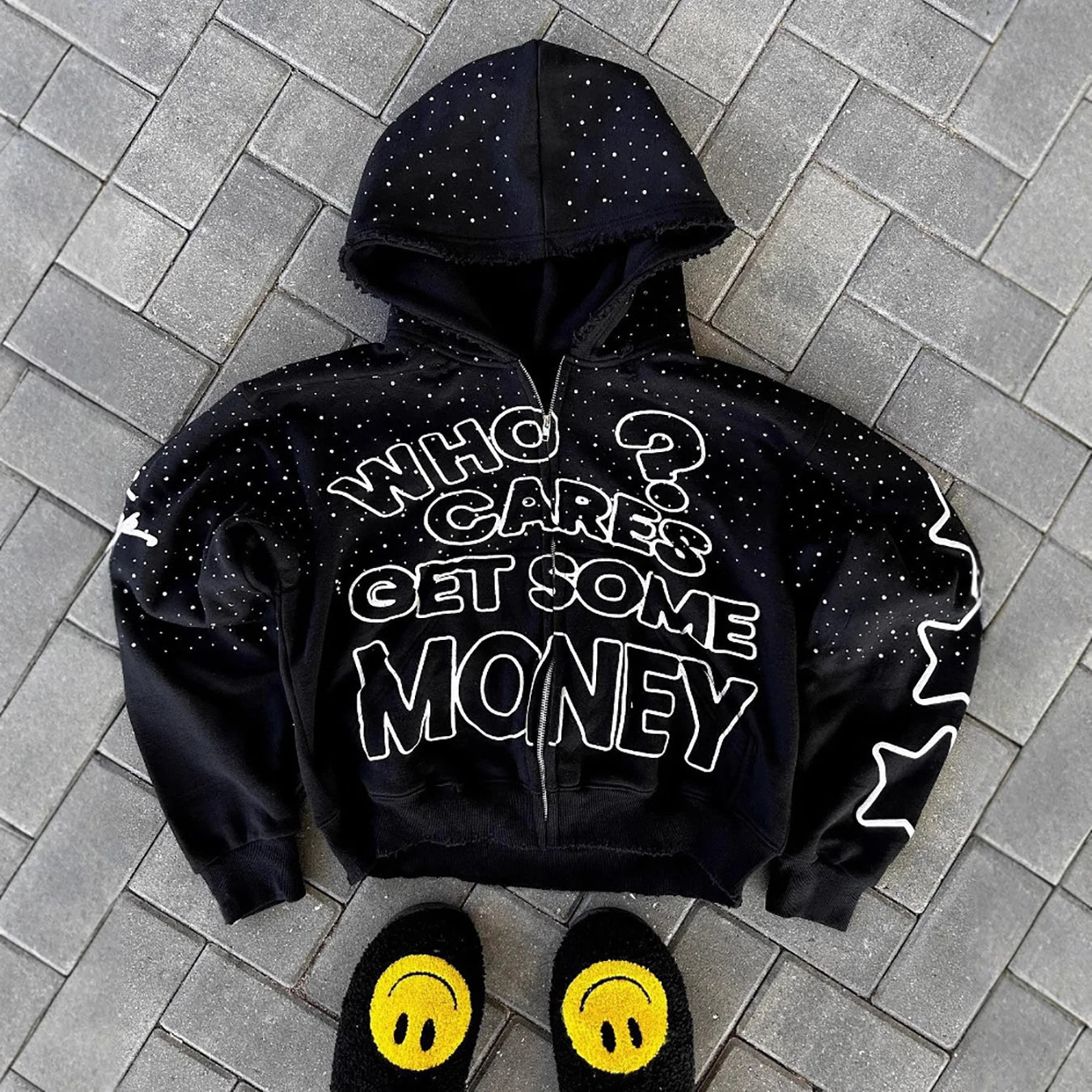 Men’s Y2K Letter Graphic Zip Hoodie Jacket