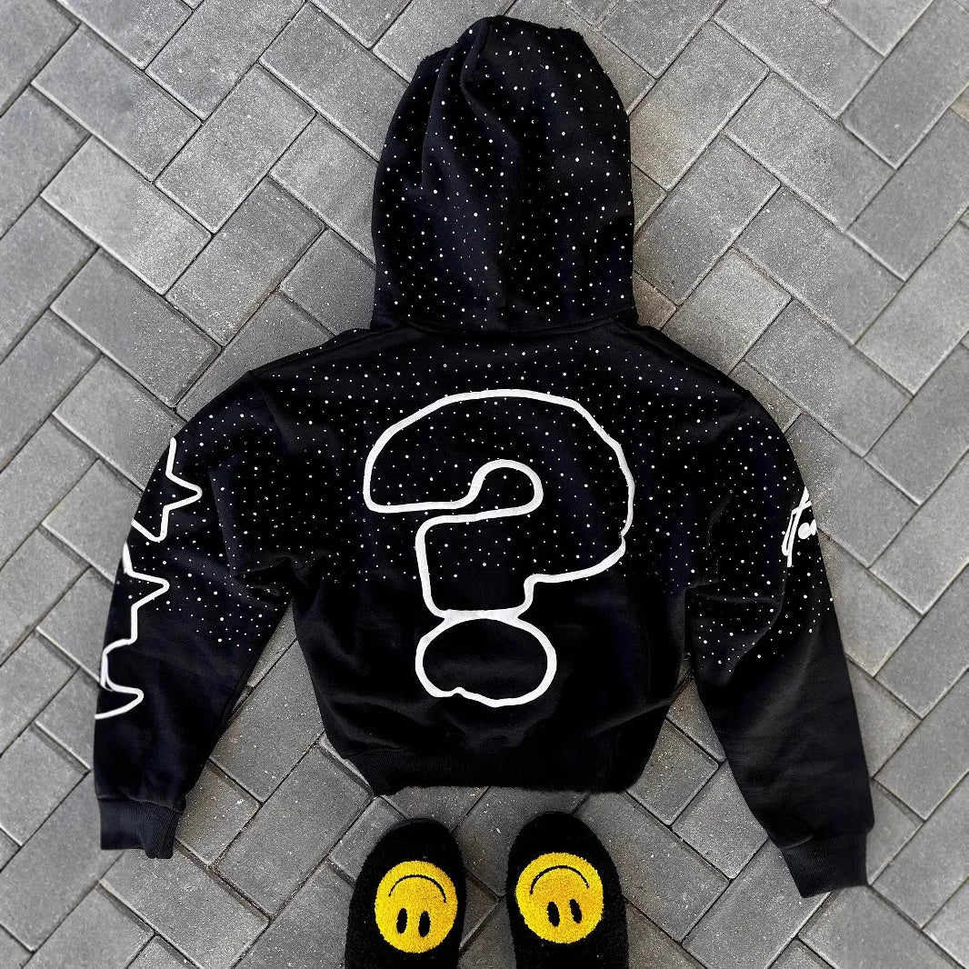Men’s Y2K Letter Graphic Zip Hoodie Jacket