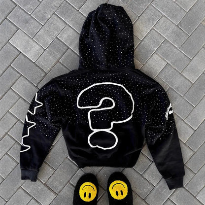 Men’s Y2K Letter Graphic Zip Hoodie Jacket